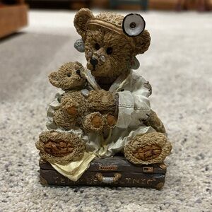 Teddy Bear Doctor Figurine - Brown and Cream